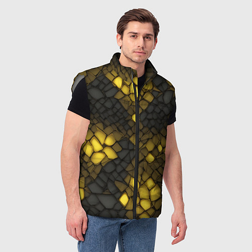 Мужской жилет Жёлтый трескающийся камень / 3D-Светло-серый – фото 3