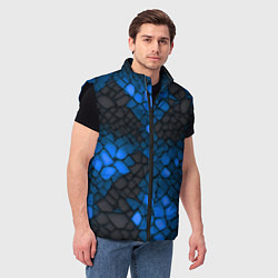 Мужской жилет Синий трескающийся камень, цвет: 3D-черный — фото 2