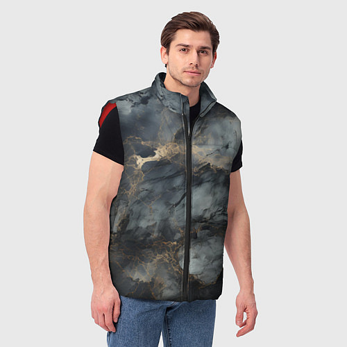 Мужской жилет Темно-серый мрамор / 3D-Красный – фото 3