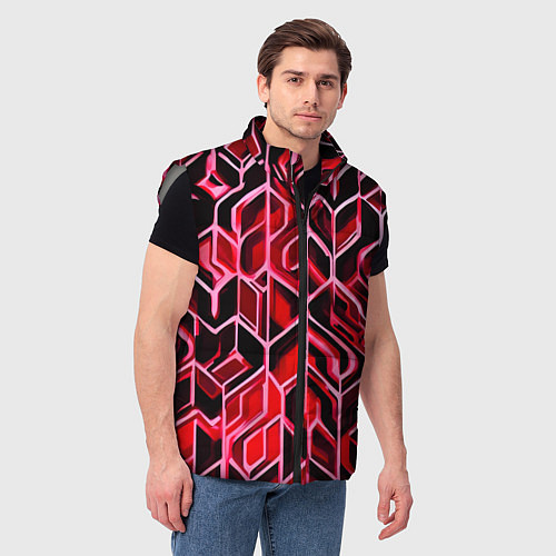 Мужской жилет Красный узор / 3D-Светло-серый – фото 3