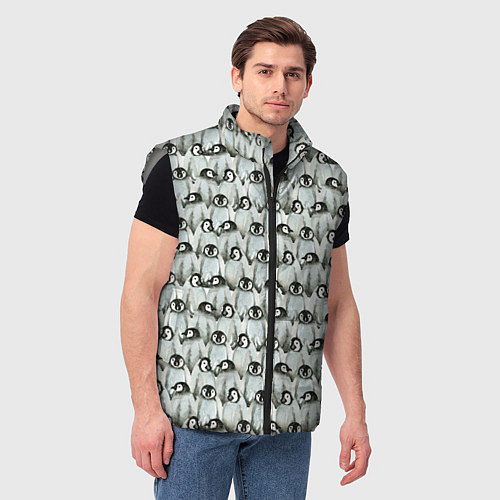 Мужской жилет Акварельные пингвины / 3D-Светло-серый – фото 3