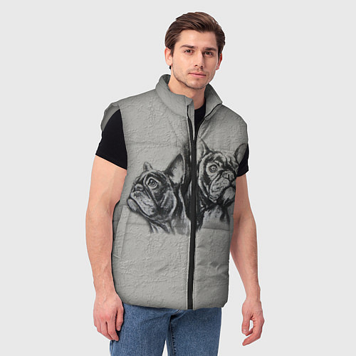 Мужской жилет Французские бульдоги пара / 3D-Светло-серый – фото 3