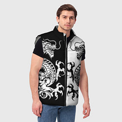 Мужской жилет Черный и белый дракон, цвет: 3D-светло-серый — фото 2