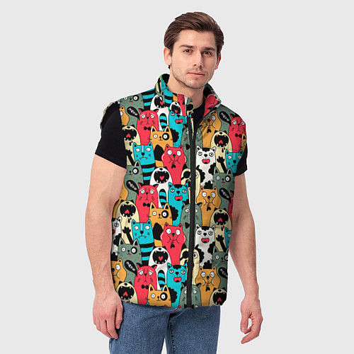 Мужской жилет Мультяшные коты / 3D-Черный – фото 3