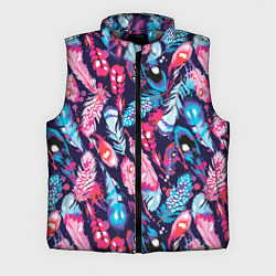 Мужской жилет Экзотические перья разноцветные, цвет: 3D-светло-серый