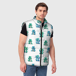 Мужской жилет Дракончики зеленые и синие - паттерн акварельный, цвет: 3D-светло-серый — фото 2