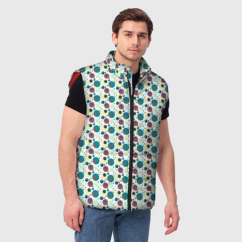 Мужской жилет Паттерн кружочки жёлто-красно-зелёный / 3D-Красный – фото 3