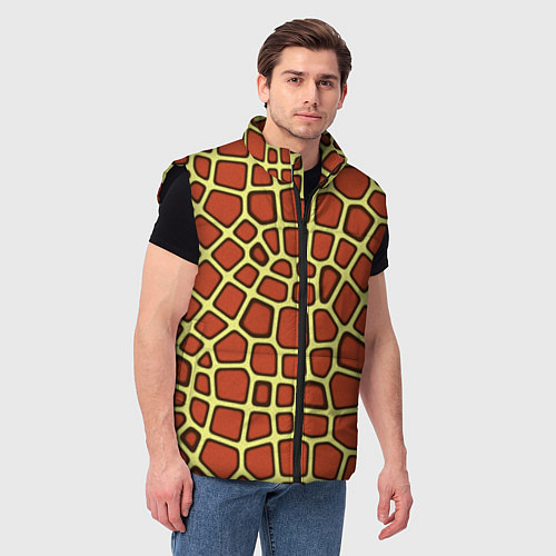 Мужской жилет Паттерн красных плит на жёлтом / 3D-Черный – фото 3