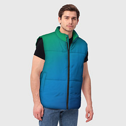 Мужской жилет Зеленый и синий диагональный градиент, цвет: 3D-черный — фото 2