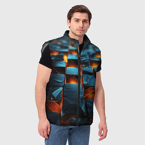 Мужской жилет Темные плитки в лаве / 3D-Светло-серый – фото 3