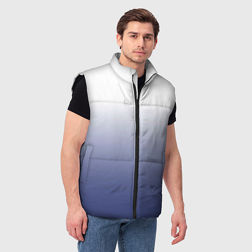 Мужской жилет Туманный градиент бело-синий / 3D-Черный – фото 3