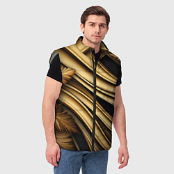 Мужской жилет Золотая объемная абстракция, цвет: 3D-светло-серый — фото 2