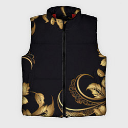 Мужской жилет Золотистые объемные листья и узоры, цвет: 3D-красный