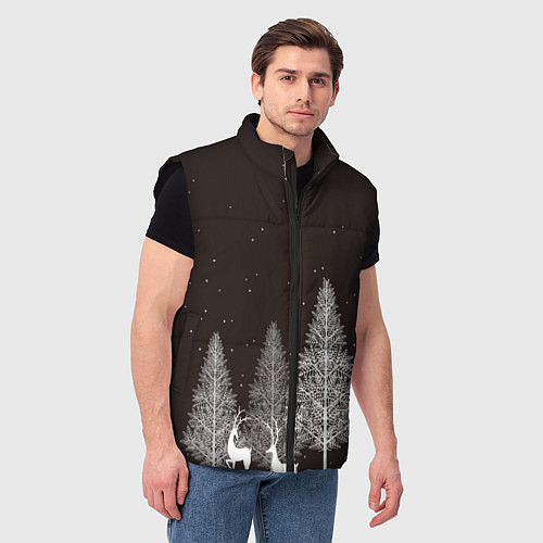 Мужской жилет Олени в лесу / 3D-Черный – фото 3