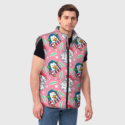 Мужской жилет Персонажи новогодние / 3D-Светло-серый – фото 3