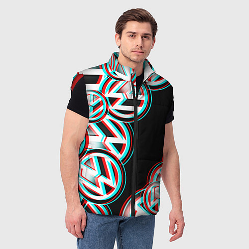 Мужской жилет Volkswagen glitch pattern / 3D-Красный – фото 3