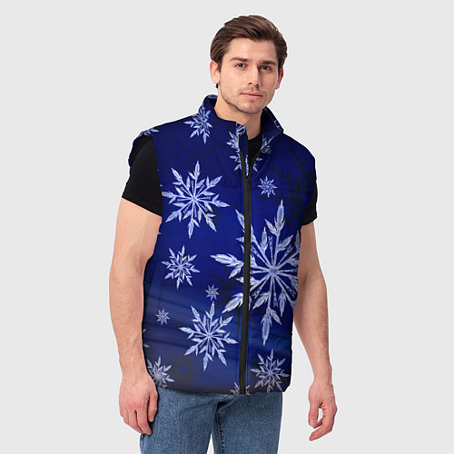 Мужской жилет Зима и снежинки / 3D-Черный – фото 3