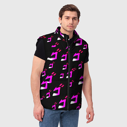 Мужской жилет JoJos Bizarre neon pattern logo / 3D-Черный – фото 3