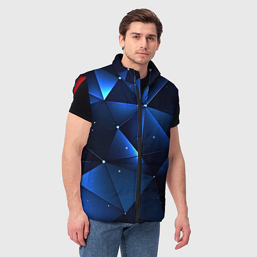 Мужской жилет Синяя геометрическая абстракция / 3D-Красный – фото 3