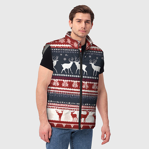 Мужской жилет Олени белые и красные свитер новогодний / 3D-Светло-серый – фото 3