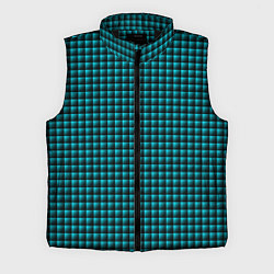 Мужской жилет Паттерн объёмные квадраты тёмно-бирюзовый, цвет: 3D-черный