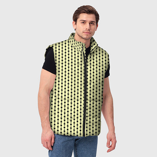 Мужской жилет Бледно-жёлтый полосы кружочки / 3D-Черный – фото 3