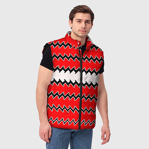 Мужской жилет White and red stripes / 3D-Черный – фото 3