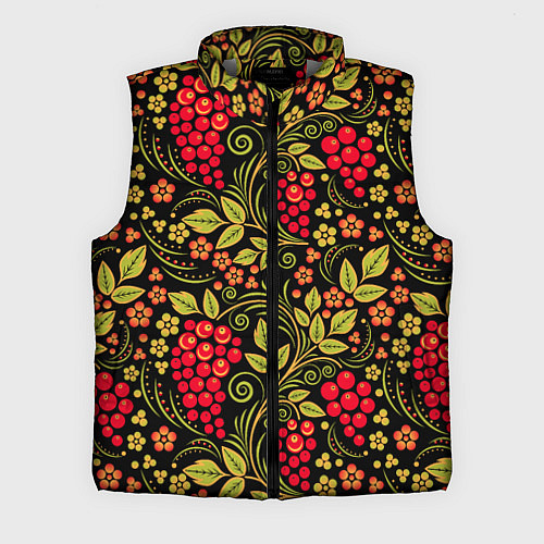 Мужской жилет Хохломская роспись красные ягоды / 3D-Светло-серый – фото 1
