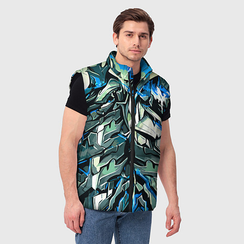 Мужской жилет Синий камень на чёрном фоне / 3D-Черный – фото 3