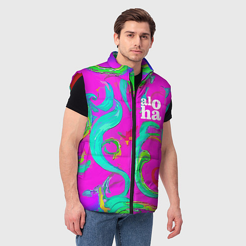 Мужской жилет Abstract floral pattern - aloha / 3D-Красный – фото 3