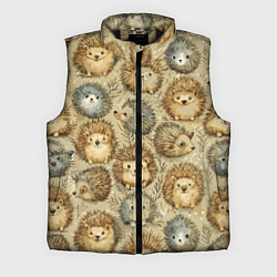 Мужской жилет Паттерн лесной ежик, цвет: 3D-черный