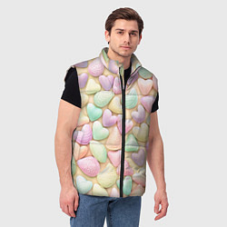 Мужской жилет Сердечки розовые конфетки, цвет: 3D-черный — фото 2