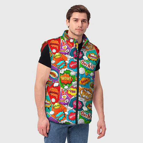 Мужской жилет Bang Boom Ouch pop art pattern / 3D-Красный – фото 3