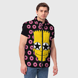 Мужской жилет Барт Симпсон на фоне пончиков, цвет: 3D-черный — фото 2