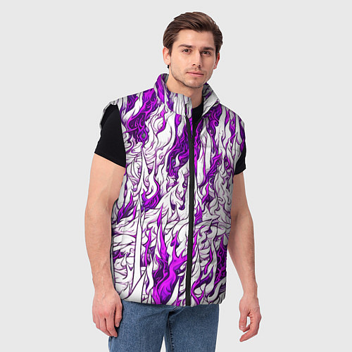 Мужской жилет Белый и розовый узор / 3D-Черный – фото 3
