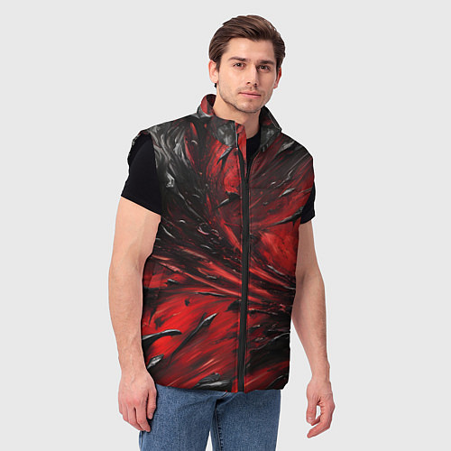 Мужской жилет Чёрная и красная субстанция / 3D-Черный – фото 3