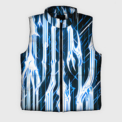 Мужской жилет Синие неоновые полосы на чёрном фоне, цвет: 3D-черный