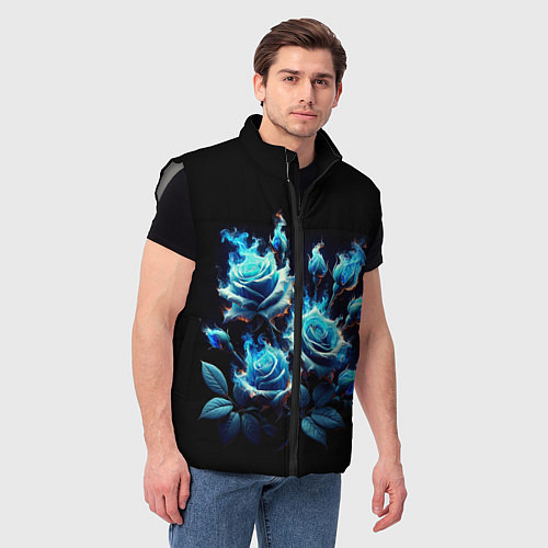 Мужской жилет Розы в голубом огне / 3D-Светло-серый – фото 3