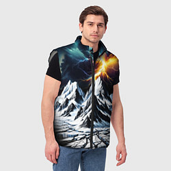 Мужской жилет Молнии и горы, цвет: 3D-светло-серый — фото 2