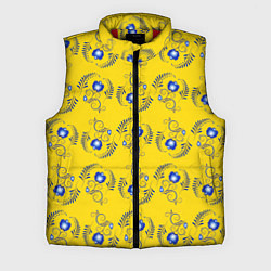 Мужской жилет Узор - цветы гжель на желтом фоне, цвет: 3D-красный