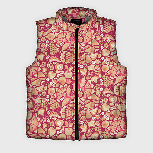 Мужской жилет Русский сад с птицами и плодами: паттерн / 3D-Светло-серый – фото 1