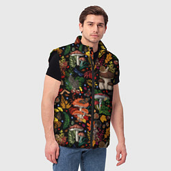 Мужской жилет Фон с лесными грибами, цвет: 3D-черный — фото 2