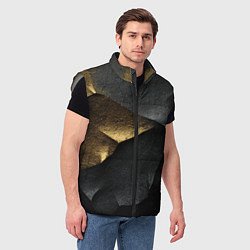 Мужской жилет Черная текстура с золотистым напылением, цвет: 3D-светло-серый — фото 2
