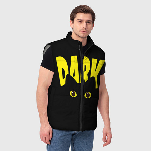 Мужской жилет Dark cat eyes - черный кот / 3D-Светло-серый – фото 3