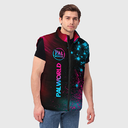 Мужской жилет Palworld - neon gradient по-вертикали / 3D-Черный – фото 3