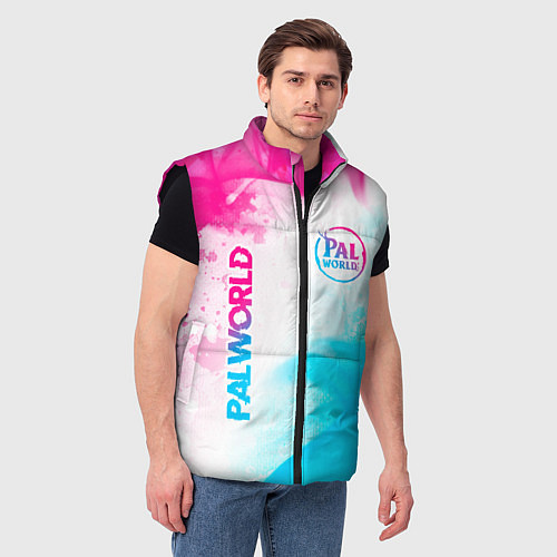 Мужской жилет Palworld neon gradient style вертикально / 3D-Черный – фото 3