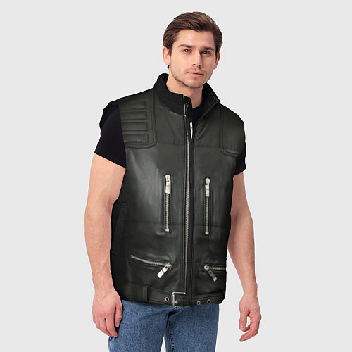 Мужской жилет Terminator first - leather jacket / 3D-Черный – фото 3