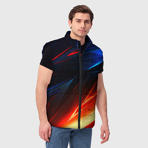 Мужской жилет Geometry stripes neon steel / 3D-Черный – фото 3