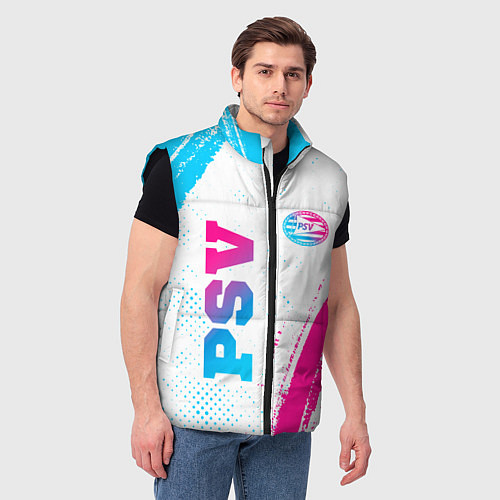 Мужской жилет PSV neon gradient style вертикально / 3D-Черный – фото 3
