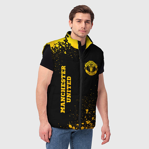 Мужской жилет Manchester United - gold gradient вертикально / 3D-Черный – фото 3